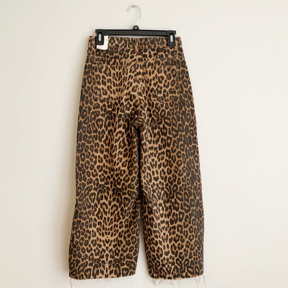 Zara Leopard Mid Rise Wide Leg Crop Culotte Jean - Picture 11 of 14